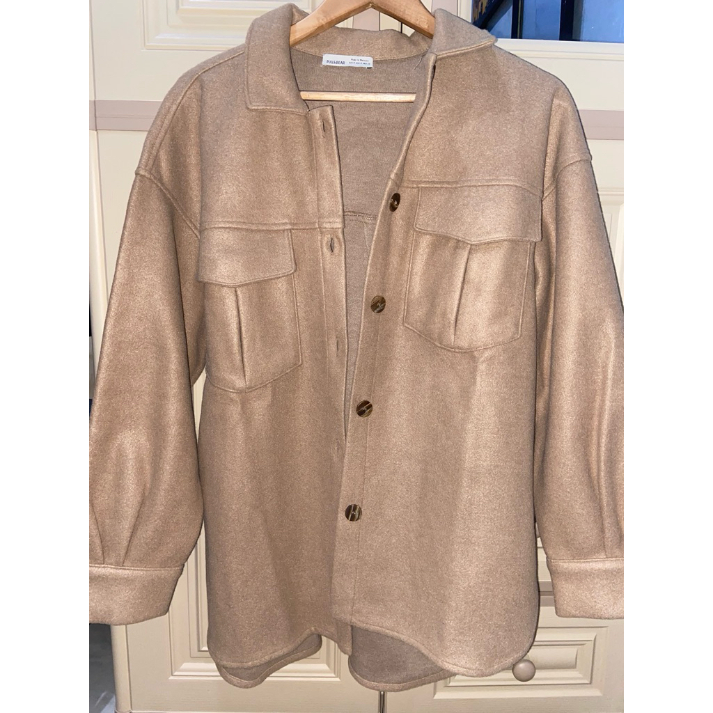 Pull and Bear Oversized Overshirt Jacket Brown Preloved