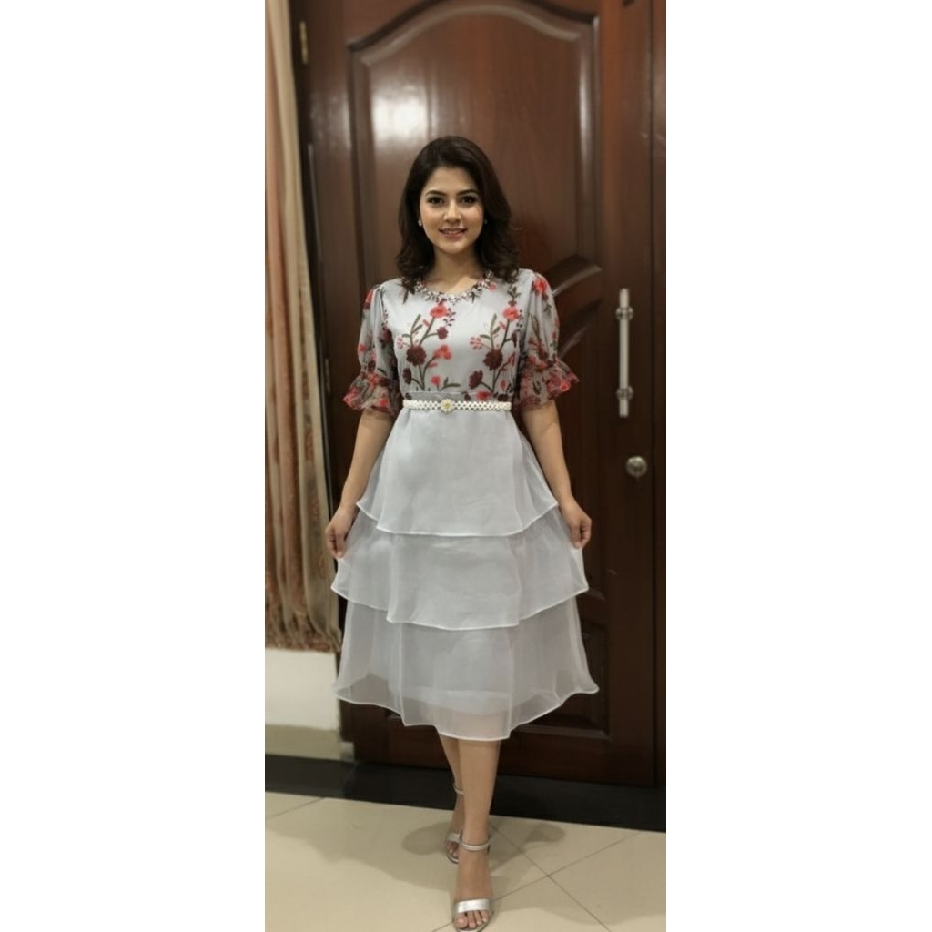 Dress Fashion Natal/ Dress Brokat Natal/ Gaun Natal Fashion Korean Style/Gaun Natal Viral