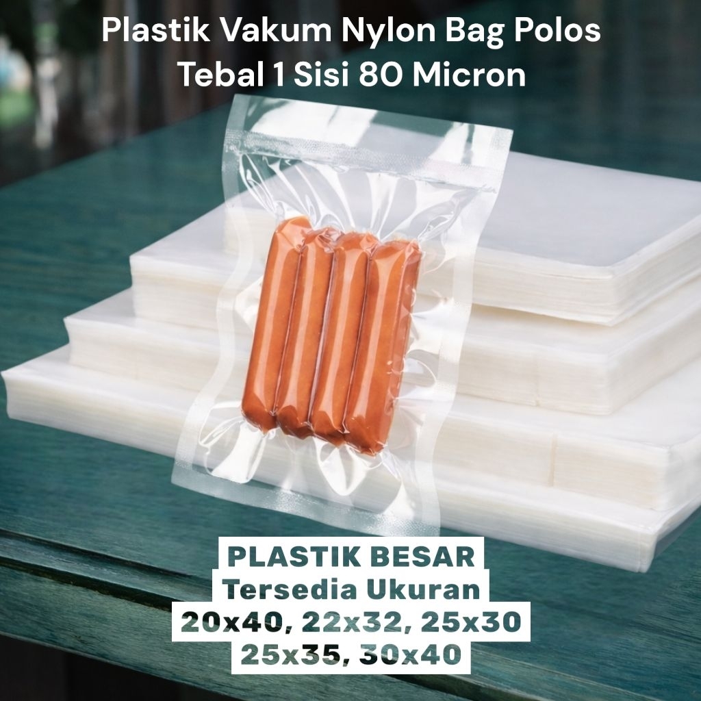 Plastik Vakum Nylon Bag Polos Tebal 80 Micron | Vacuum Bag Sealer Food Grade | Ukuran Besar