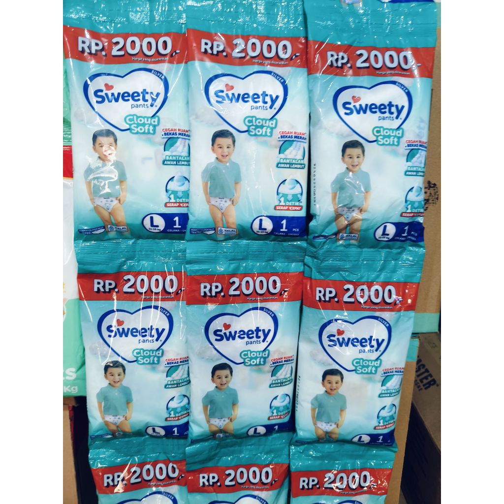 SWEETY SILVER POPOK BAYI CELANA SEKALI PAKAI RENCENG ISI 6PCS