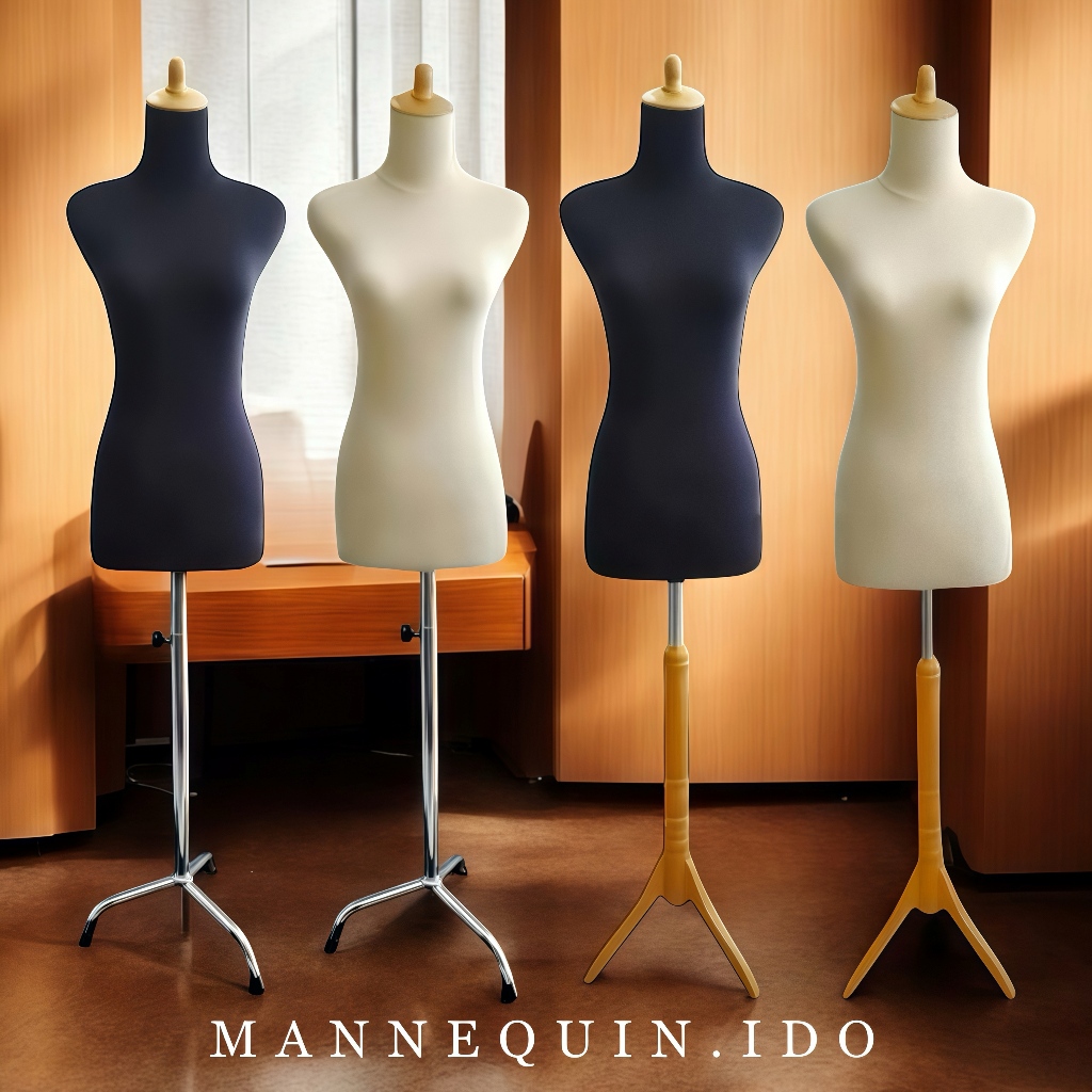 Patung Manekin Wanita Lapis Kain Kaki Besi / Kaki Kayu - Patung Baju Set Tiang Mannequin
