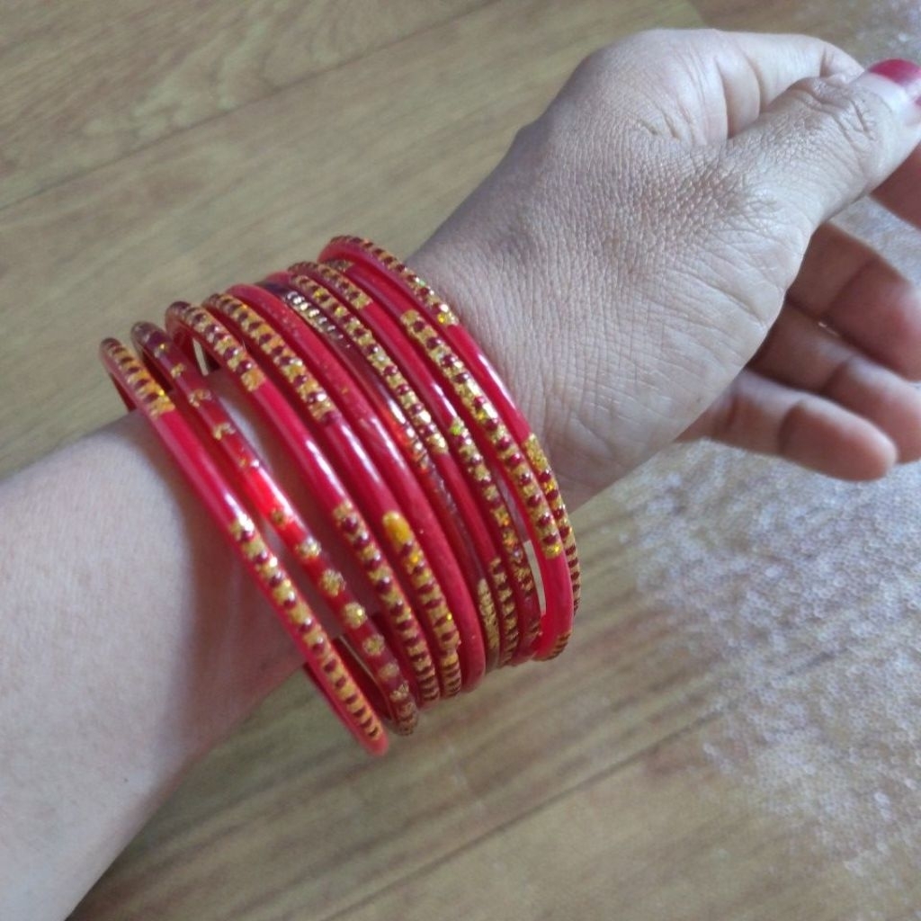 gelang kaca india merah