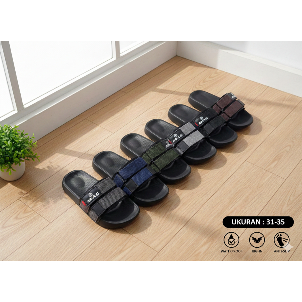 Aras Sandal Slip On Cewek Cowok Anak Phylon Rubber Casual Elegan Multiwarna Ukuran 31-35