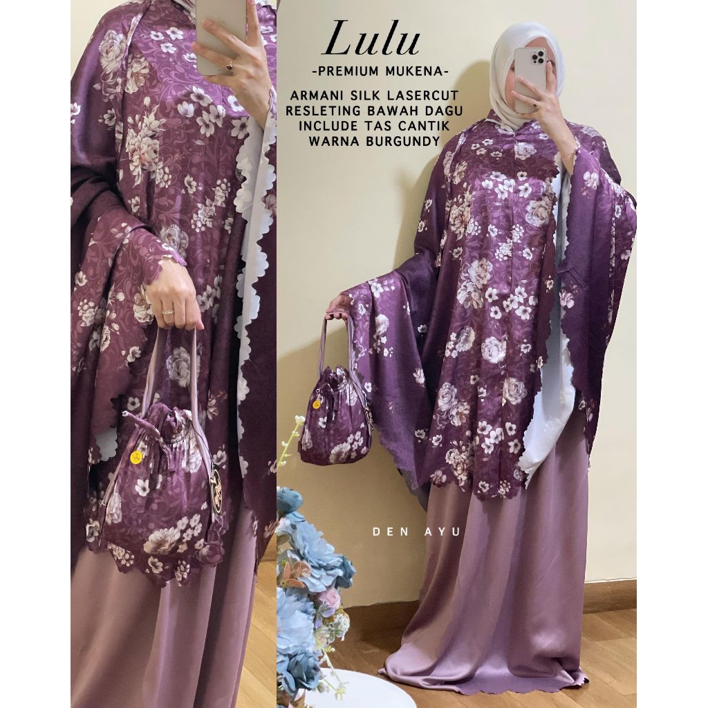 Helwa Lulu Mukena Armani Silk Lasercut Premium Mukena Dewasa Original Product By Den Ayu