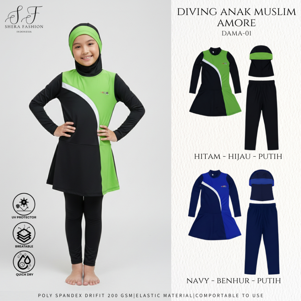 Baju Renang Anak Muslim | Diving Muslim Amore | Baju Renang Anak Muslim