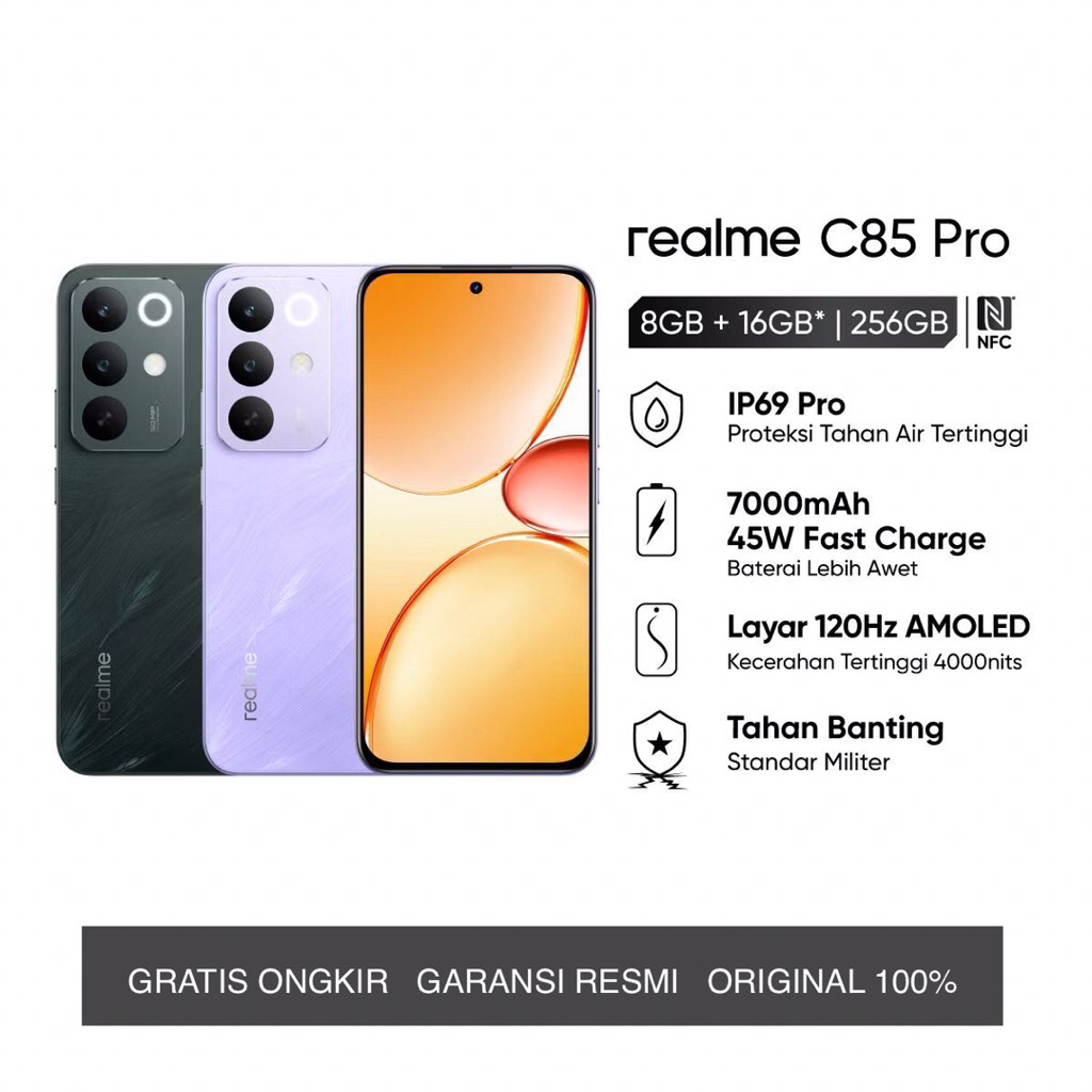 realme C85 Pro NFC 8/128GB dan 8/256GB Garansi Resmi 1 Tahun (Extended RAM 16GB - Snapdragon 685 - H