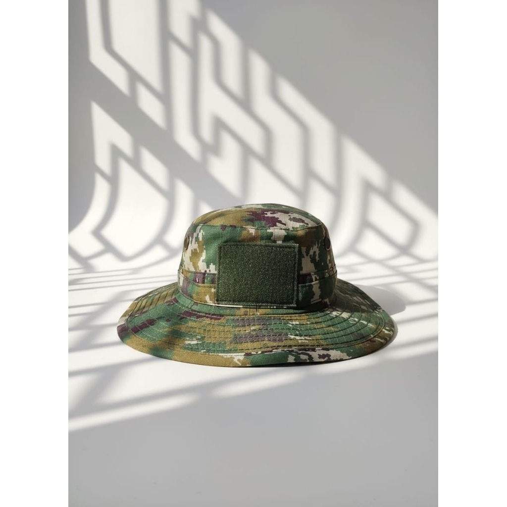 Topi Rimba Velcro Loreng Sage Green Terbaru / Topi Boonie Hat Tactical Outdoor Premium
