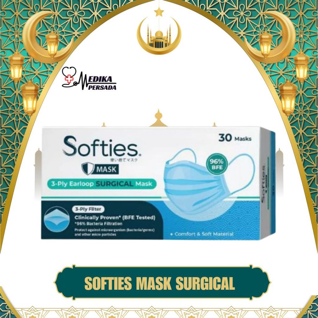 Maser Softies Surgical Mask Earloop Motif Japanese Batik Polos isi 30 | Masker Surgical