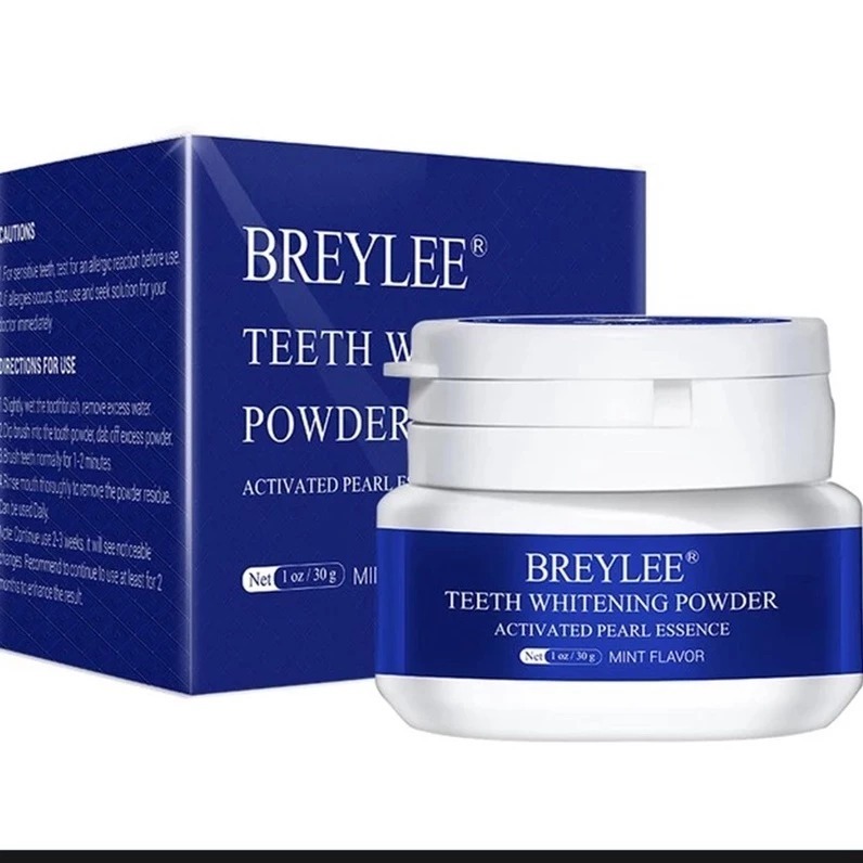 Breylee Teeth Whitening Powder 30g Penghilang Karang Gigi & Pemutih Gigi Alami Praktis 100% ORI BPOM