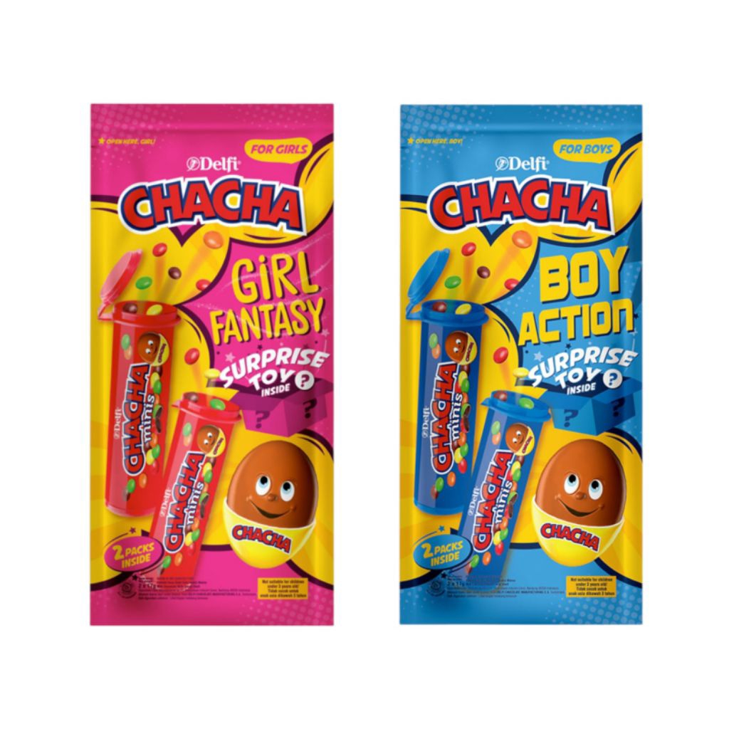 Delfi Chacha Minis Surprise Toy Girl Fantasy / Boy Action – Coklat Telur Hadiah Mainan Anak 2pcs