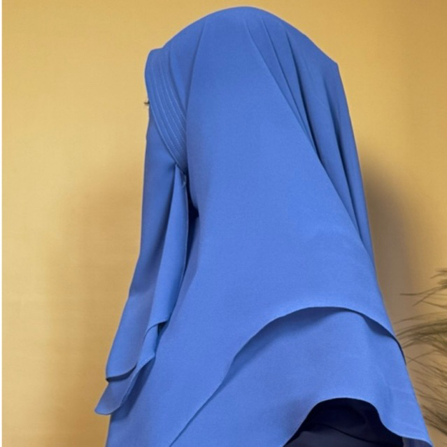 Khimar 2 Layer pinguin syari set cadar WARNA DENIM