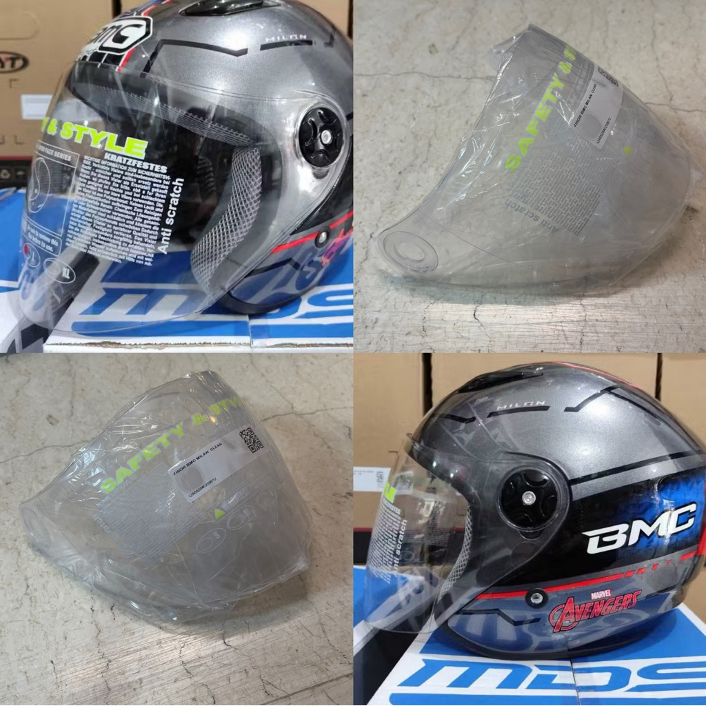 VISOR BMC MILAN ORIGINAL KACA HELM HALF FACE BENING BMC ORI