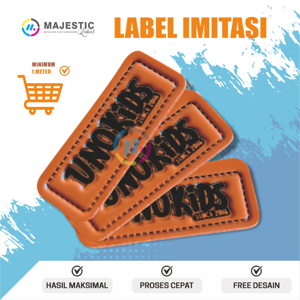 1 meter label imitasi + label sintetis + label kulit sintetis + label kulit sintetis custom