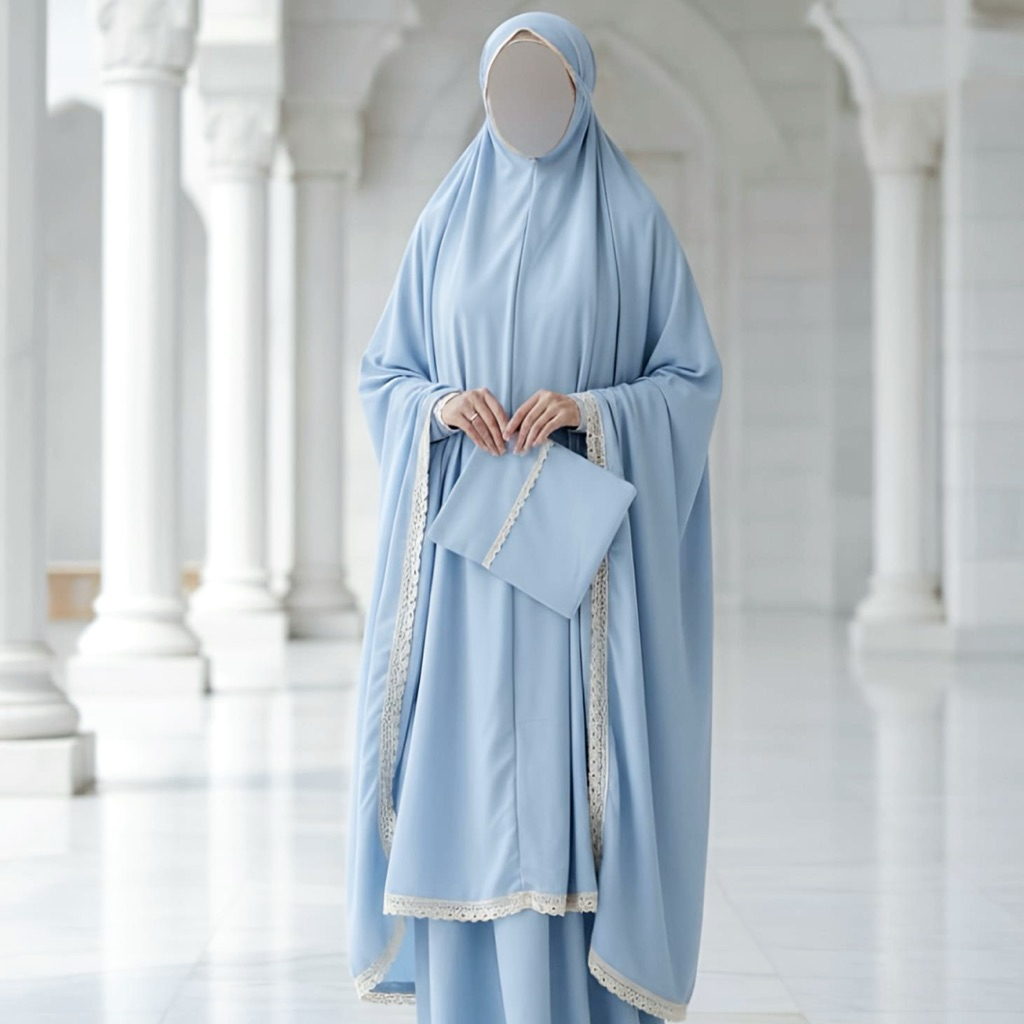 GROSIR Mukena Dewasa Katun Poly Polos Renda Rajut