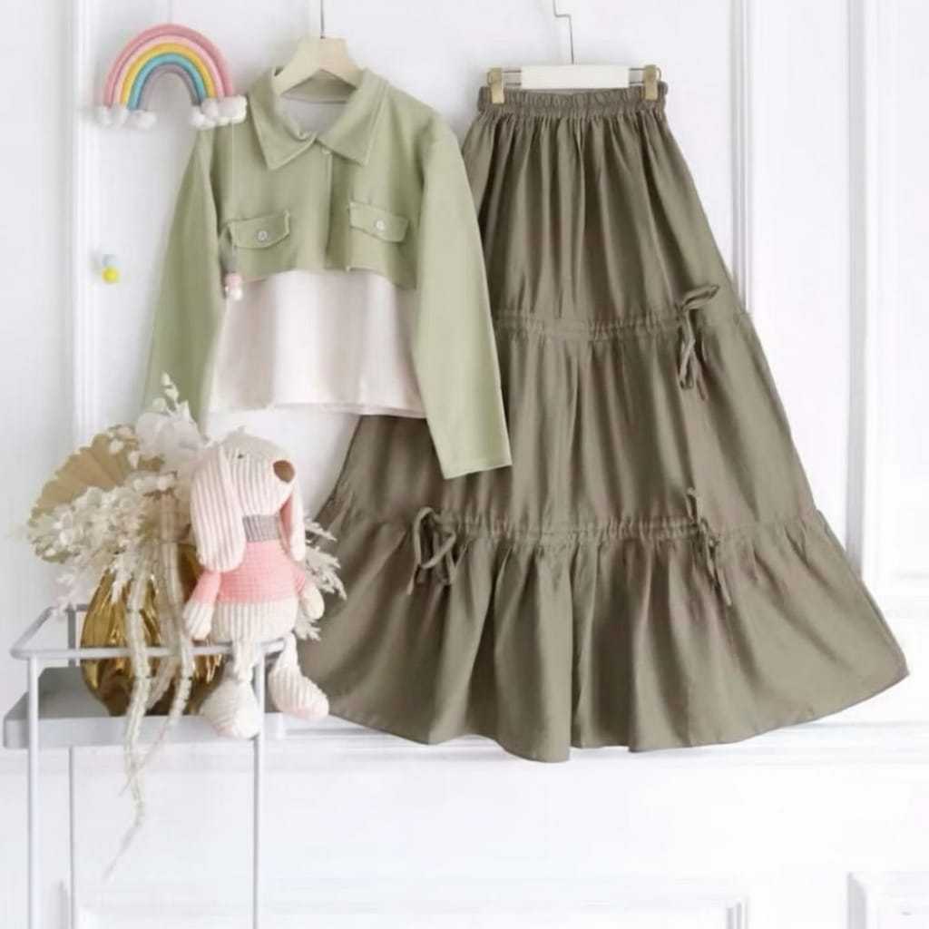 Setelan Anak Cewek Oneset Wanita Viral Onset Kekinian Hari Raya M L Xl Xxl Fashion 2In1 Setcel Bahan