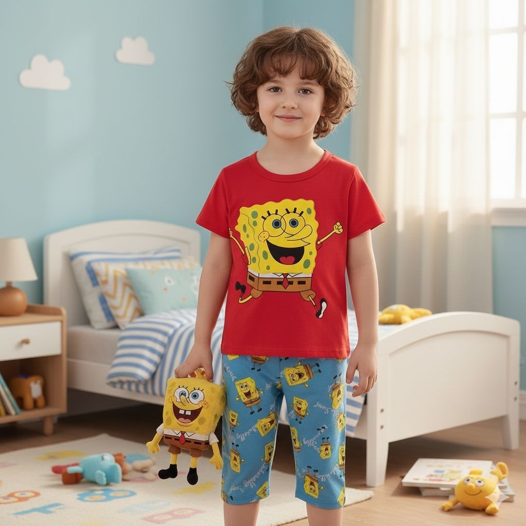 Nada Trisha Kids - HPL Organik Import Jijibeier 1-3th / piyama pendek - celana selutut unisex/ piyam