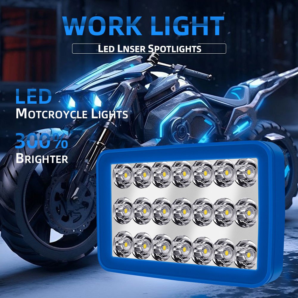 Lampu Depan Motor Lampu Kabut 21 LED Lampu Sorot Mini Desain Persegi Lampu Depan Motor 12V Cahaya Pu