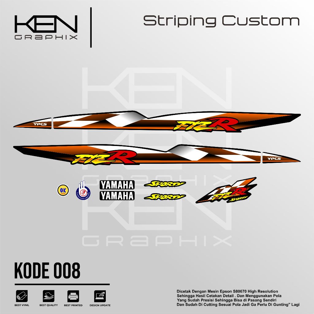 STICKER MOTOR YAMAHA FIZ R/DECAL FIZ R/DECAL VARIASI FIZ/KODE 008