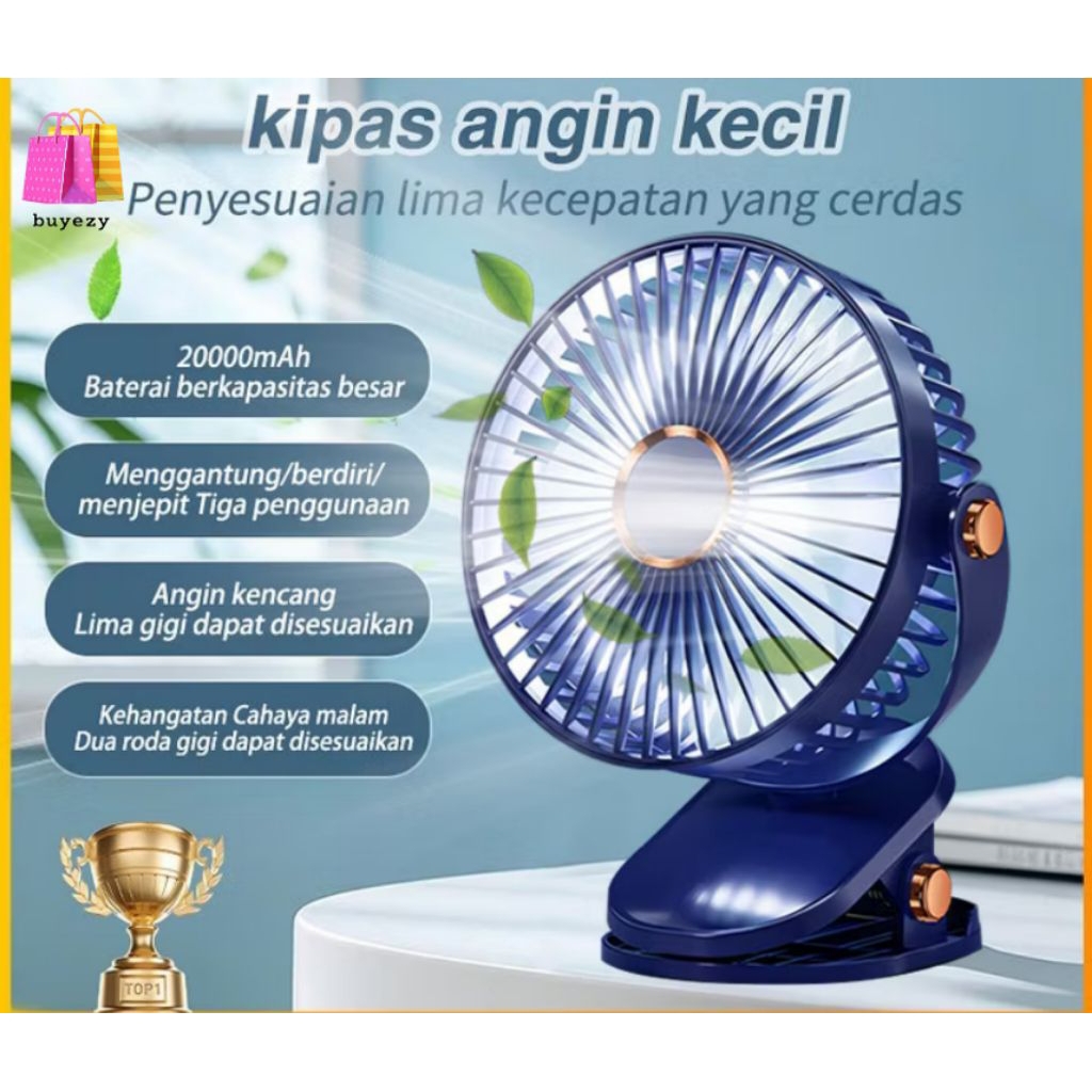 Kipas Angin Portable USB Clip Fan Rechargeable Baterai Besar Angin Super Kencang & Tahan Lama