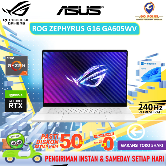 LAPTOP ASUS ROG ZEPHYRUS G16 OLED GA605WV RYZEN AI 9 HX370 RTX4060 8GB/ 16GB 1TB 16.0 240HZ WHT