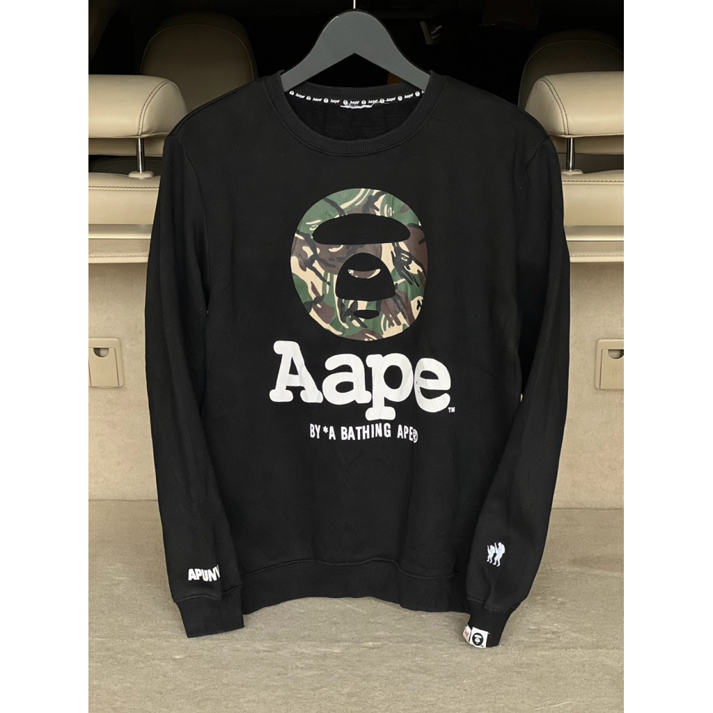 Crewneck Aape Black Sweater Mulus Cutted Tag