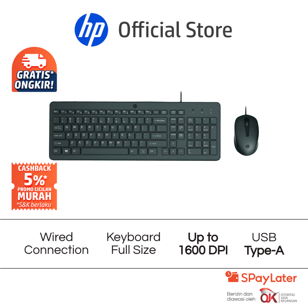 Mouse Wired and Keyboard HP 150 Windows 11 Windows 10 42.59 x 14.61 x 2.68 cm (keyboard) 10.34 x 6.1