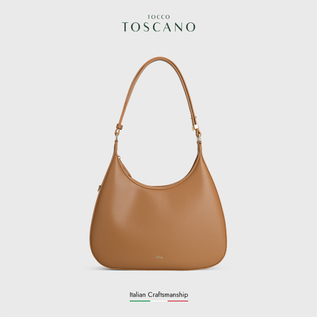 Tocco Toscano Nova Structured Hobo Bag - Tas Pundak Wanita (Toffee)