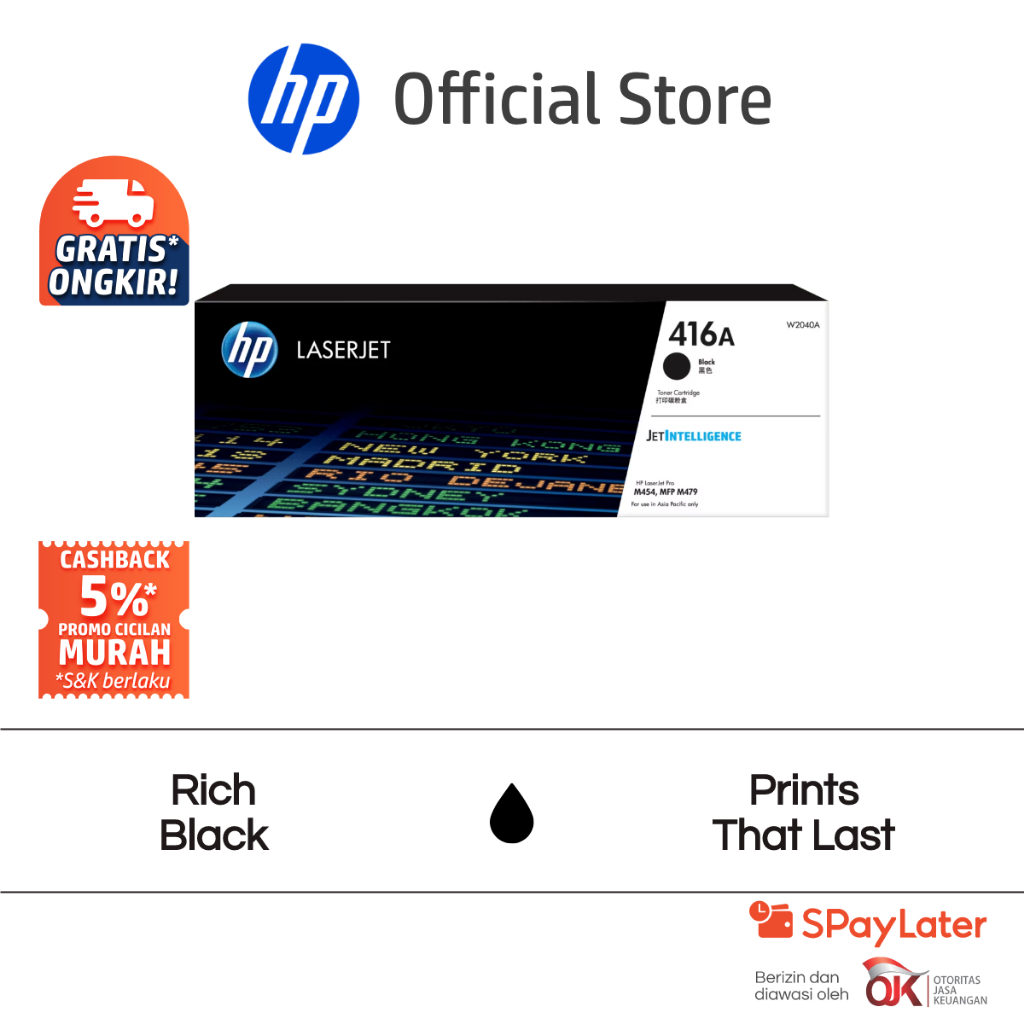 Tinta Printer HP 416A Black Original LaserJet Toner Cartridge Hitam Warna Cartridge Asli / Cyan / Ye
