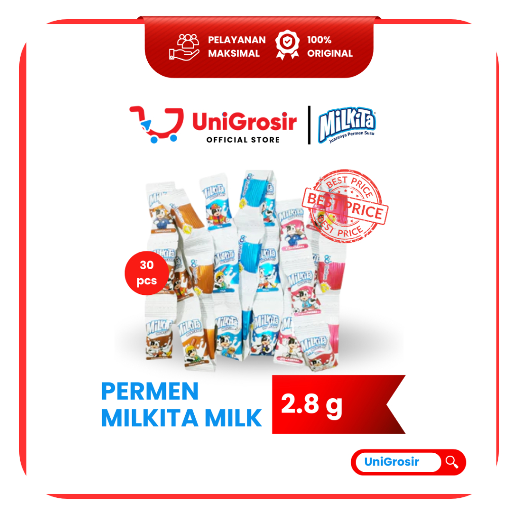 [UniGrosir] MILKITA MILK CANDY COKLAT SUSU STROBERI PERMEN RENTENG ~ 30pcs x 2.8g