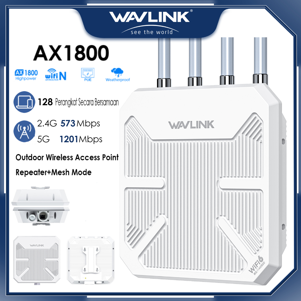 WAVLINK AX1800 WiFi 6 Outdoor Repeater & Access Point Wireless Booster Signal untuk Starlink & Home