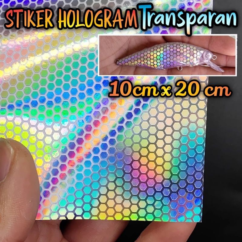 Stiker Umpan Pancing Hologram Motif Sisik Ikan Sarang Lebah Transparan Metal Jig Popper Minnow
