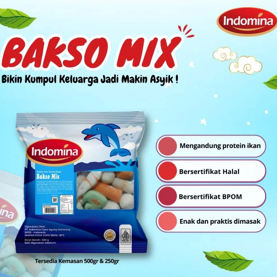 INDOMINA Bakso Mix Seafood Steamboat 500gr - Kheiza Frozen