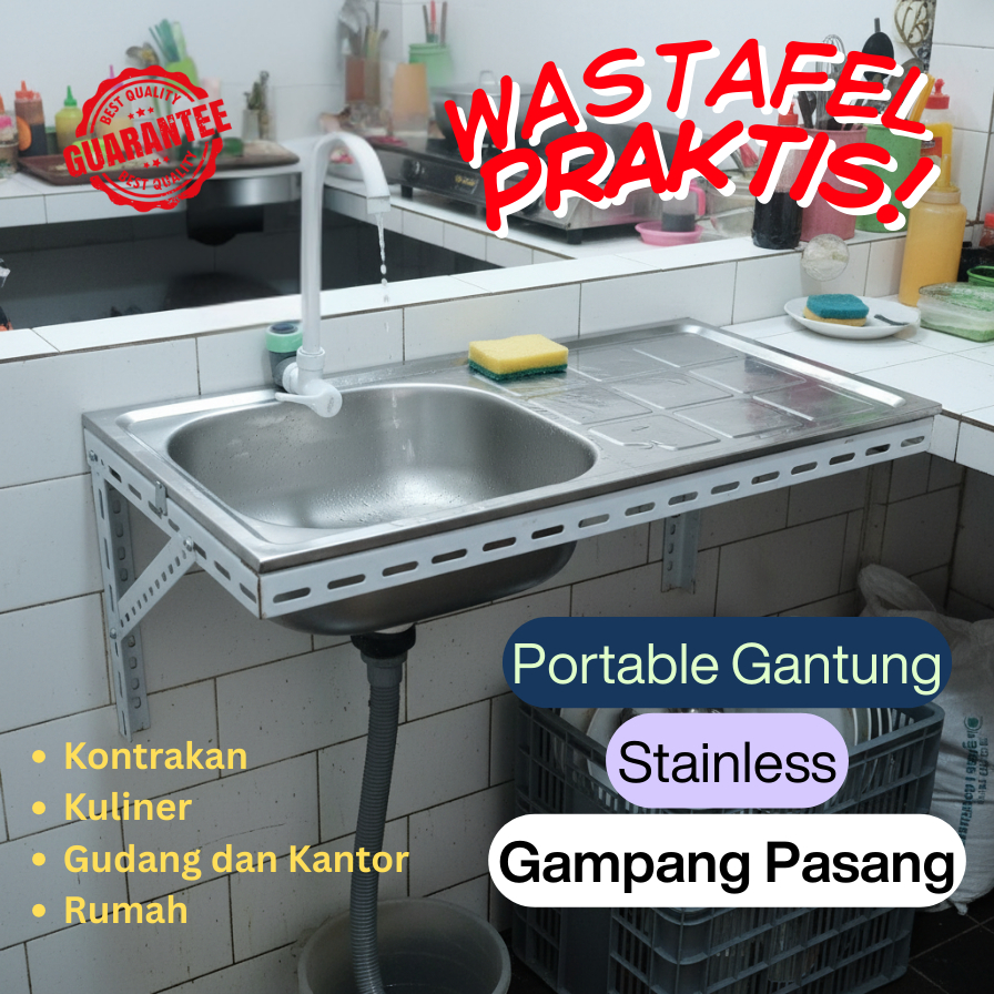 Set Wastafel Kitchen Sink Bak Cuci Piring Cuci Minimalis Gantung Praktis Portable 50,75 & 96