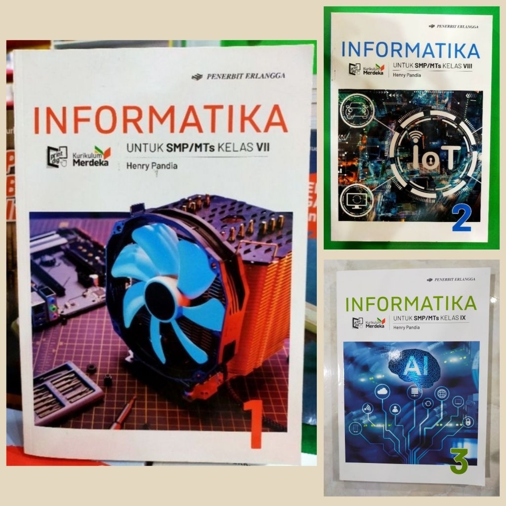 Buku Pelajaran SMP : Informatika Kelas 7 8 9 SMP/Mts Kurikulum Merdeka Penerbit Erlangga | Henry Pan