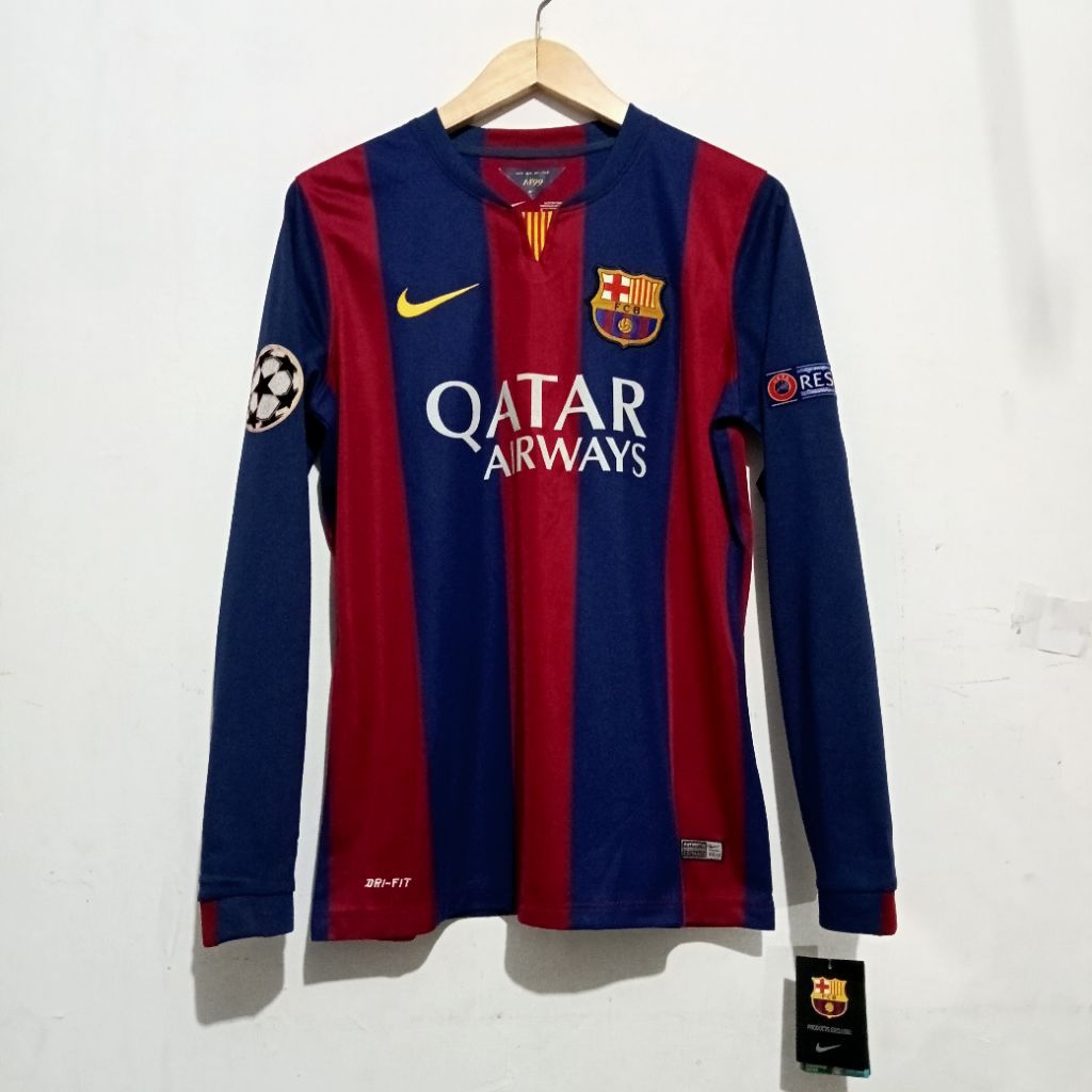 Jersey Barcelona Home 2014/2015 Long Sleeve Grade A3 Nameset Messi Champions League