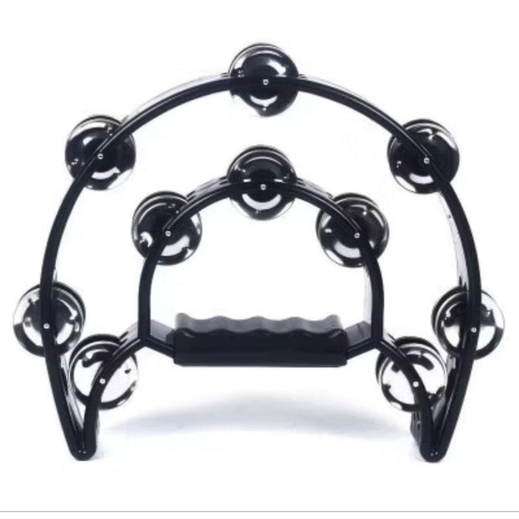 Alat Musik Tamborin Warna Hitam Kecrekan Tamborine Icik - icik  Instrumen Double Ring