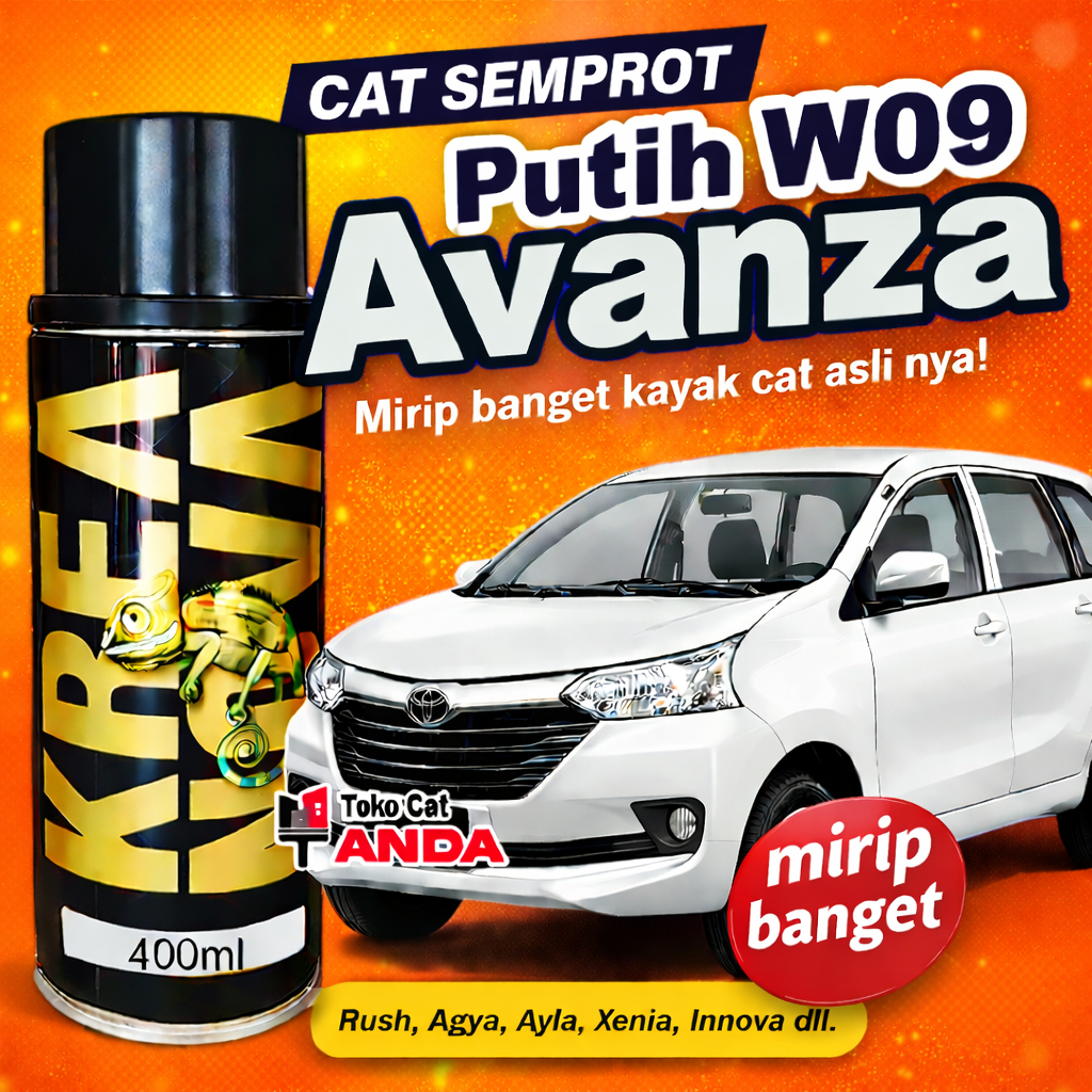 Kreanova Cat semprot Avanza Putih Praktis - White Avanza w09 PU 400ml Kualitas setara cat original