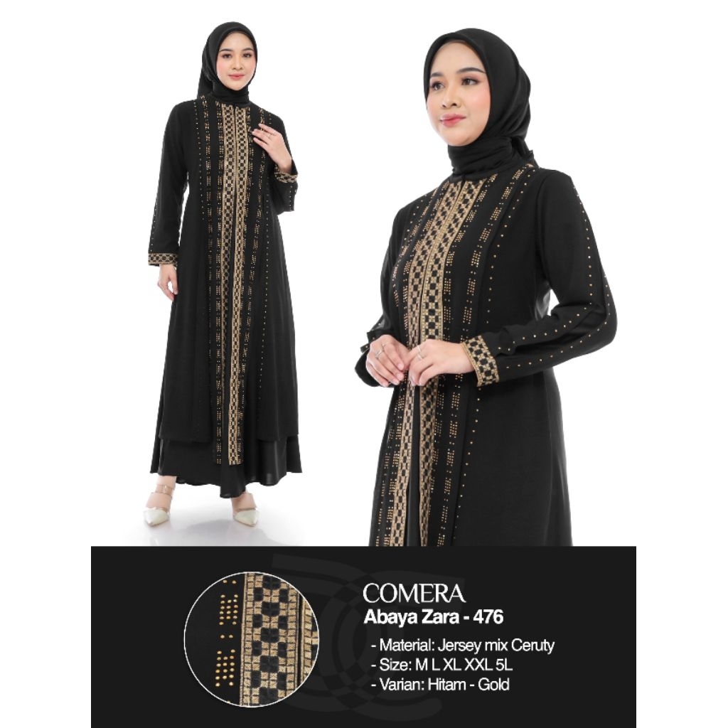 Gamis Abaya Turki Hitam Mewah - Bahan Jersey Super Korea Mix Ceruty Babydoll