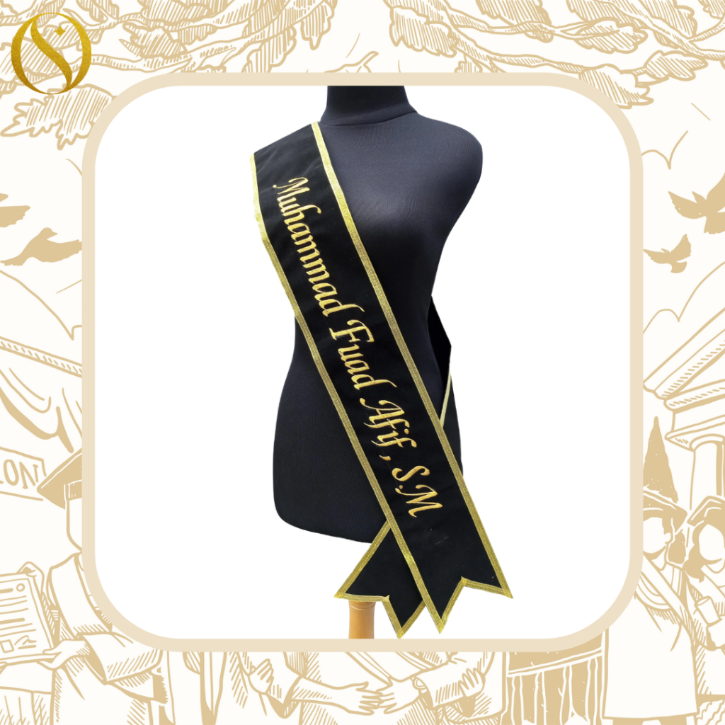 (1HARI JADI)Selempang wisuda bludru selendang wisuda sash wisuda bordir