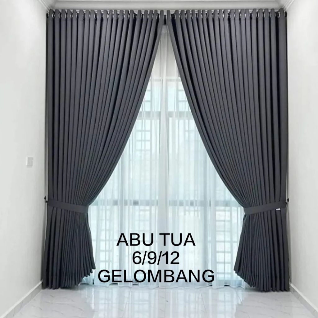 Gorden Blackout Premium ABU TUA 6/9/12 Gelombang | Gorden Import Premium | Gorden Import Minimalis |