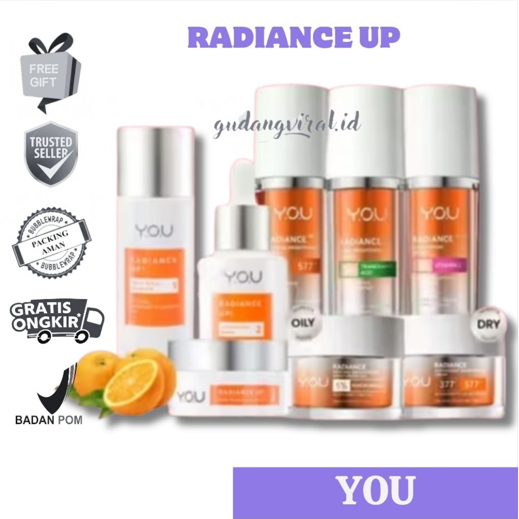 -GV- YOU RADIANCE UP FULL SERIES ATASI BEKAS JERAWAT DAN DARK SPOT | FACEWASH | SERUM |TONER | MOIST