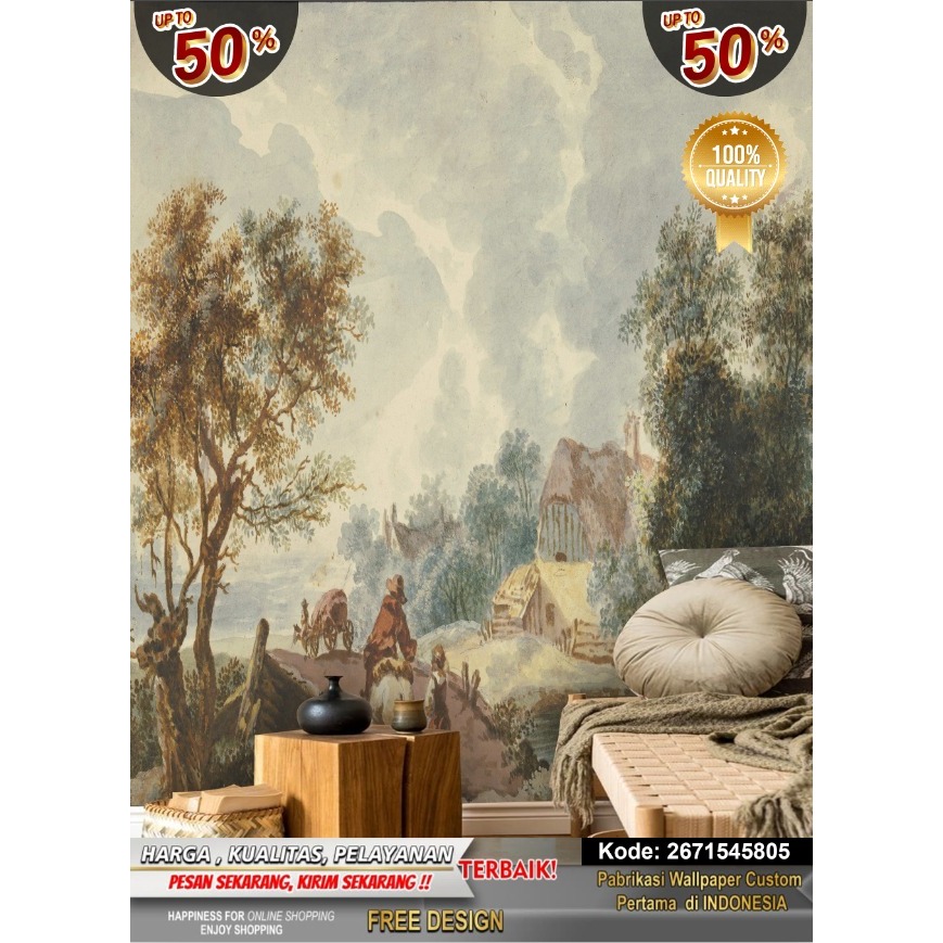 Wallpaper Dinding Custom 3D Vintage | Wallpaper Hutan | Wallpaper Dinding | Wallsticker | Wallpaper 
