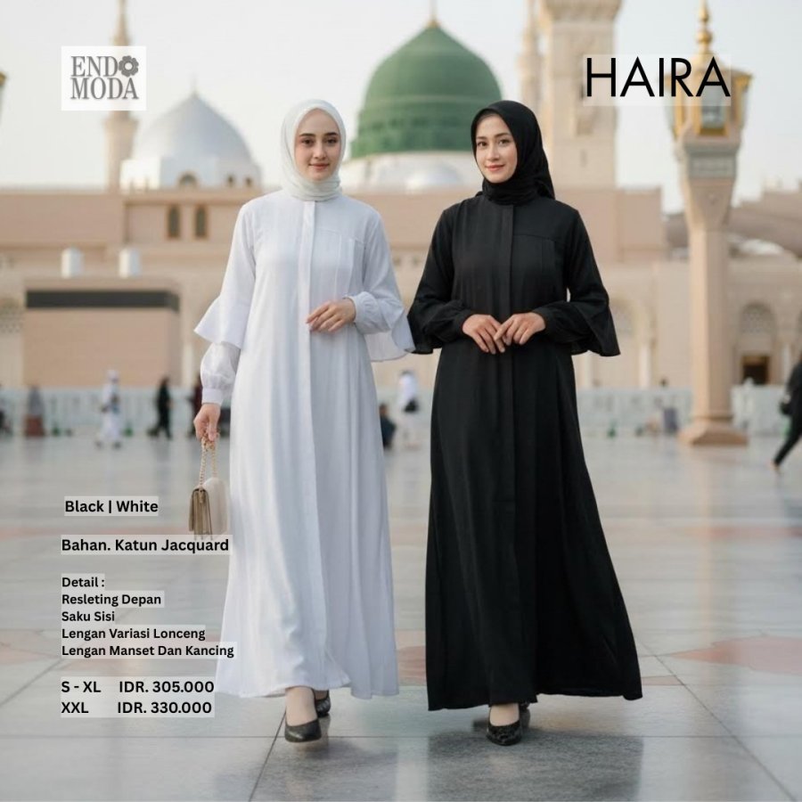 Gamis Dress Putih EN. HAIRA Fashion Muslimah Gamis Syar'i Putih Polos II Gamis Wanita Hitam & Putih 