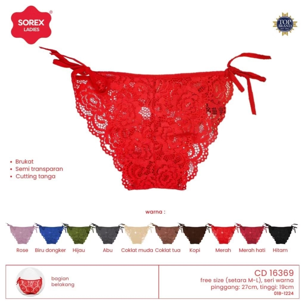 SOREX CD WANITA TALI SAMPING CELANA DALAM SEXY RENDA BROKAT FREE SIZE 16365 16397 16376 16369