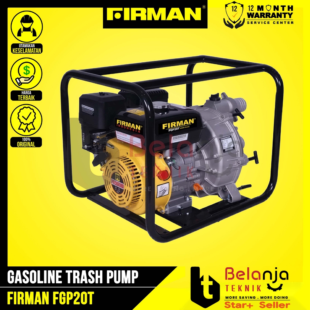 Mesin Pompa Air Irigasi Firman FGP 20 T Pompa Alkon Trasch Pump 2 Inch 7.5HP Bensin FGP20T