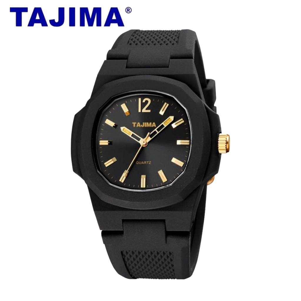 Jam Tangan Tajima Pria Analog 9393 Rubber Original Tajima Water Resist Free BOX