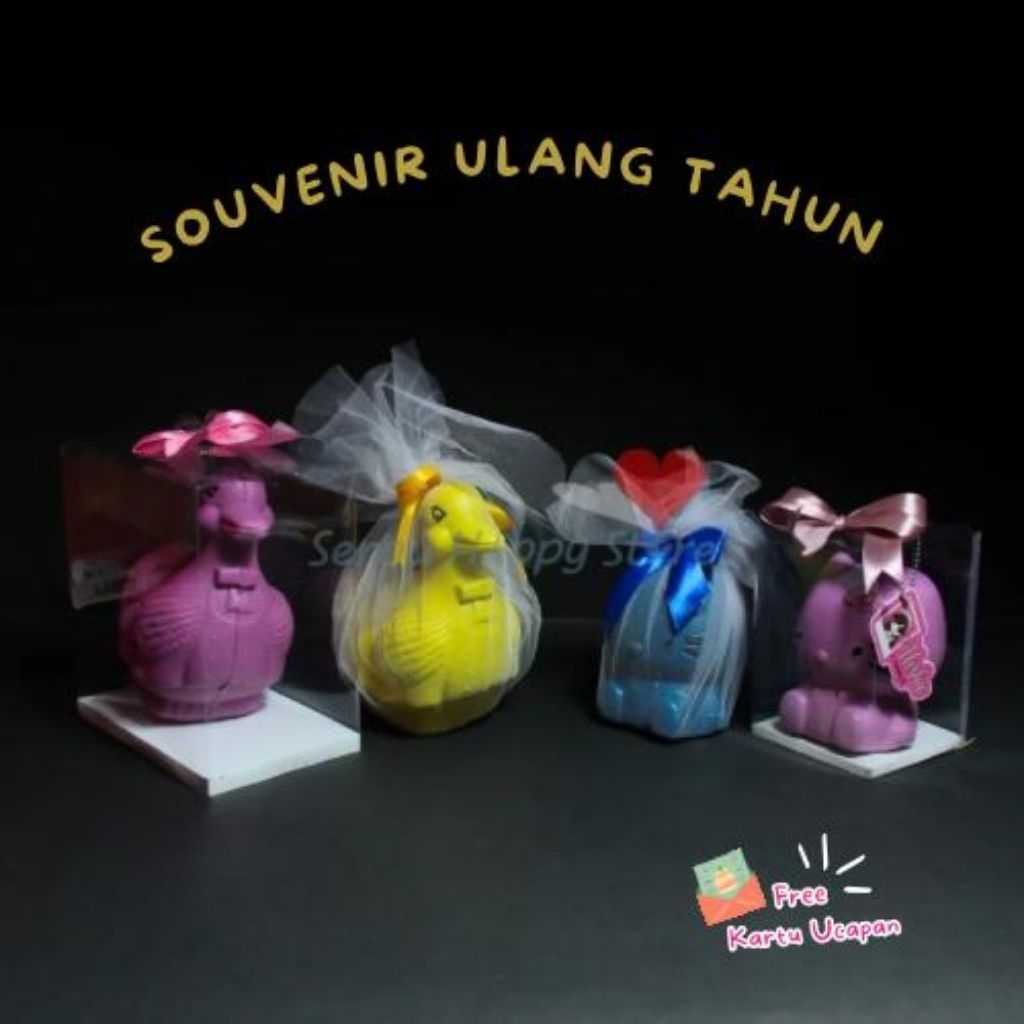 Souvenir Ulang Tahun Celengan Plastik Cantik Bentuk Puyuh/Hello Kitty + Free Kartu Ucapan
