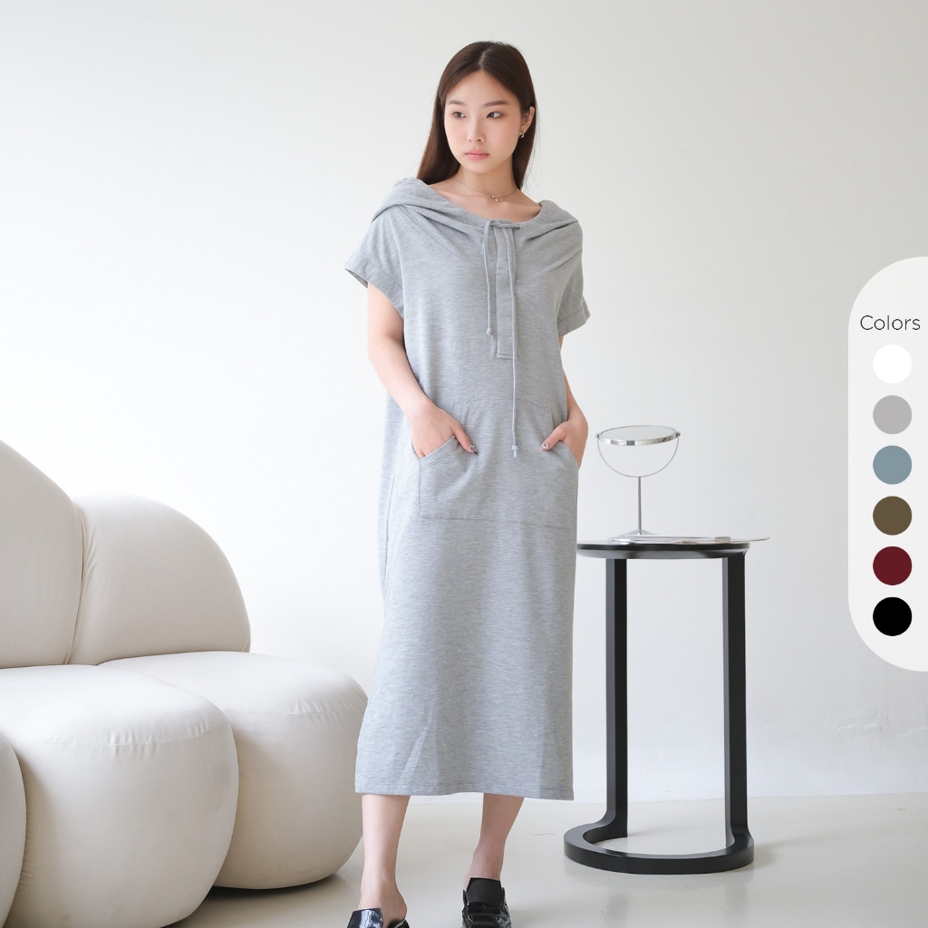Isla Zeta Dress - Midi Dress With Hoodie - Midi Dress Wanita