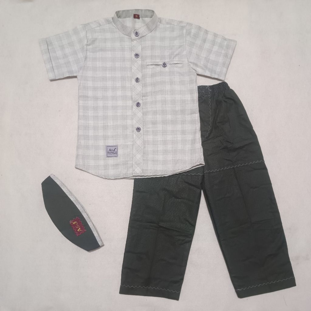 Baju koko anak A&J bensu motif lengan pendek