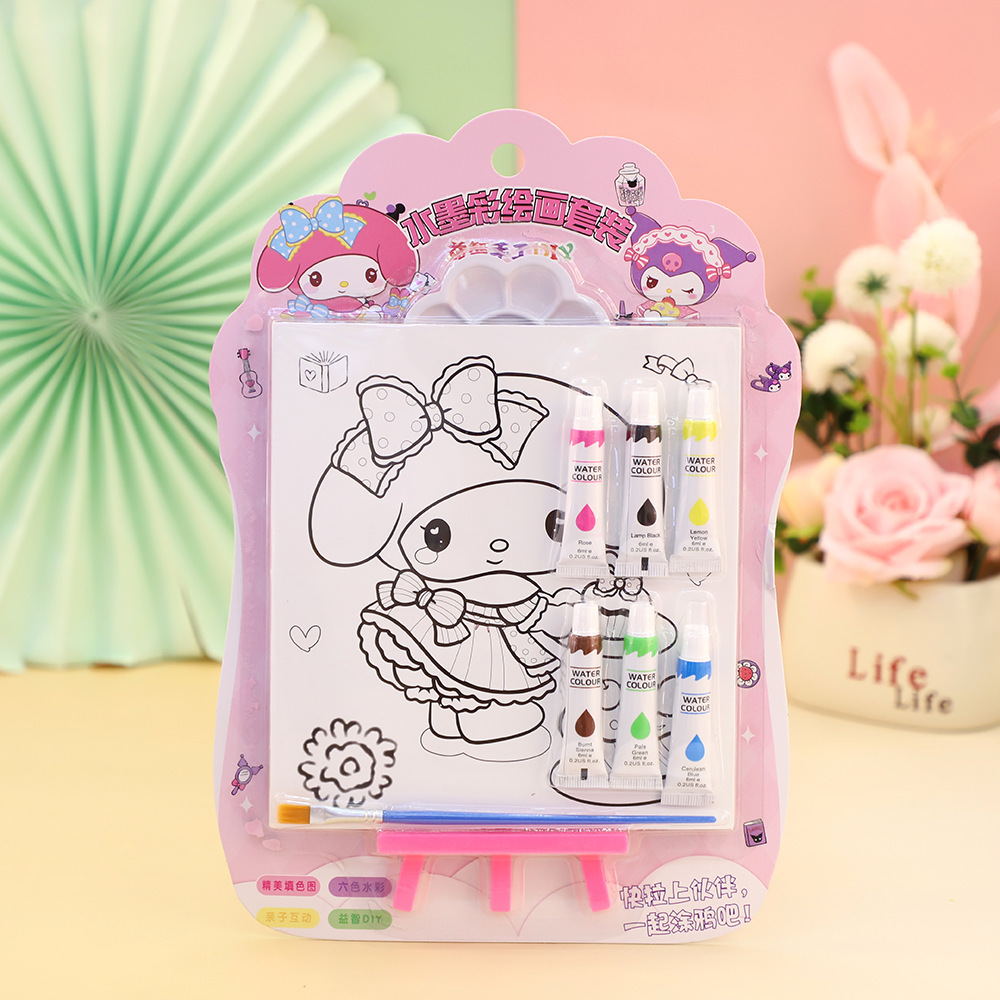 Mainan Edukasi - DIY Mewarnai Cat Air Painting Set Cartoon Watercolour Mainan Melukis Anak Montessor